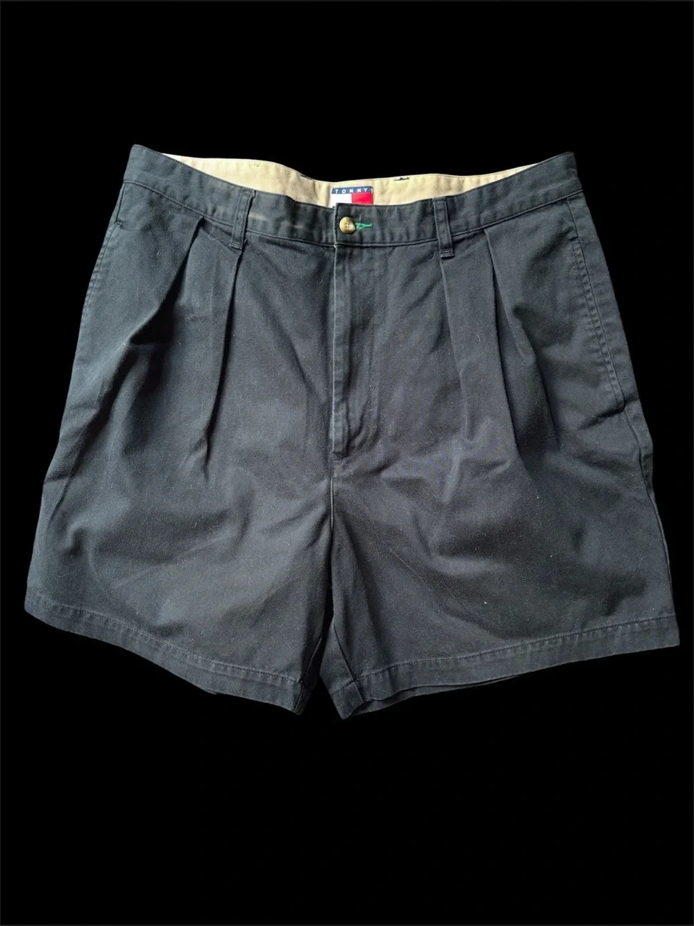Tommy Hilfiger Black Flat-Front Pleated Shorts 36